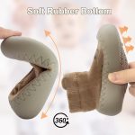 2 Pair Baby Caroon Non-slip Shoes, Baby slippers Shoes for Boys Girls Walkers Shoes Soft Rubber Grippers with Baby slippers, Khaki, White, Pink, Blue Infant First Walking Shoes 6-12,12-18, 18-24 Months - Image 2